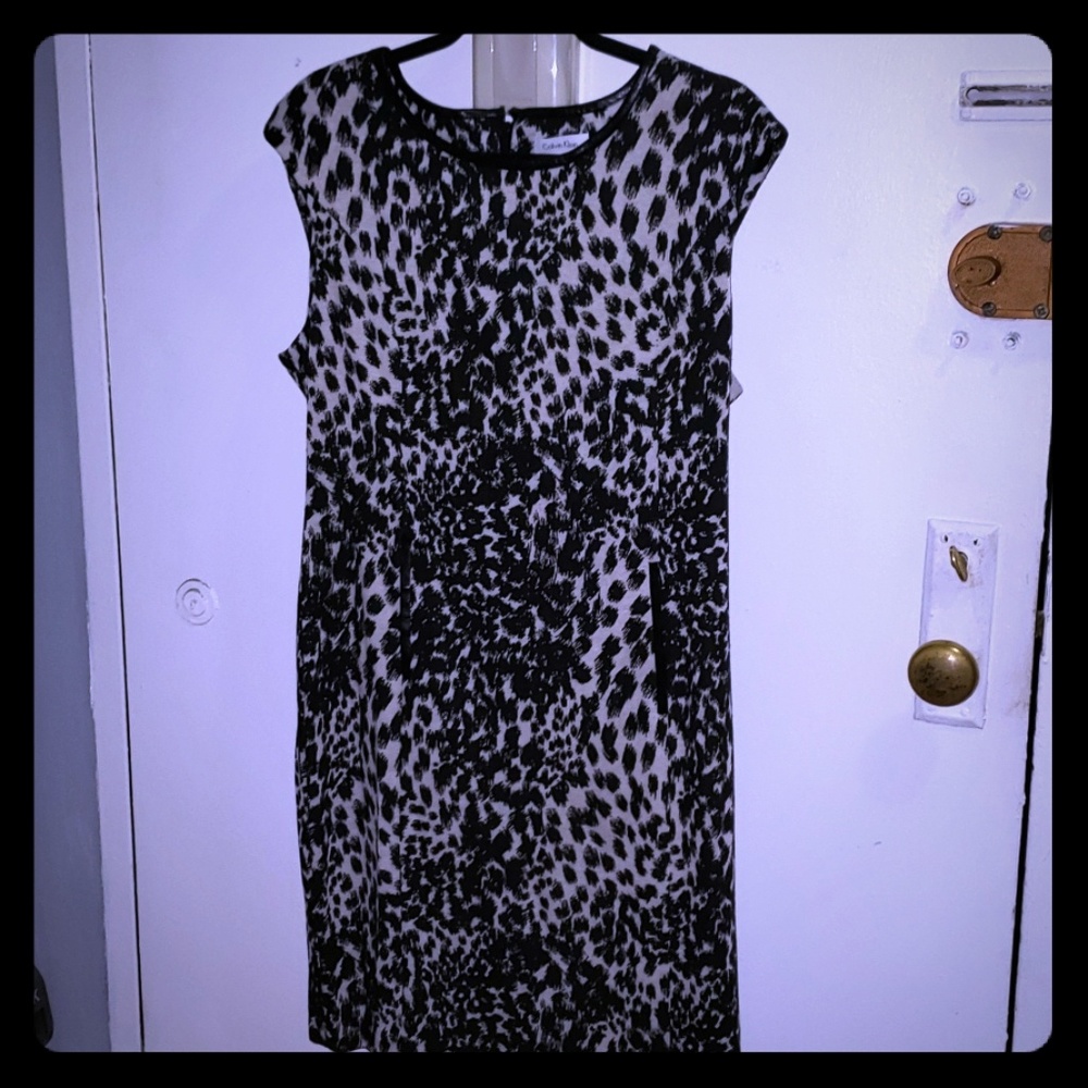 Calvin Klein sleeveless leopard dress